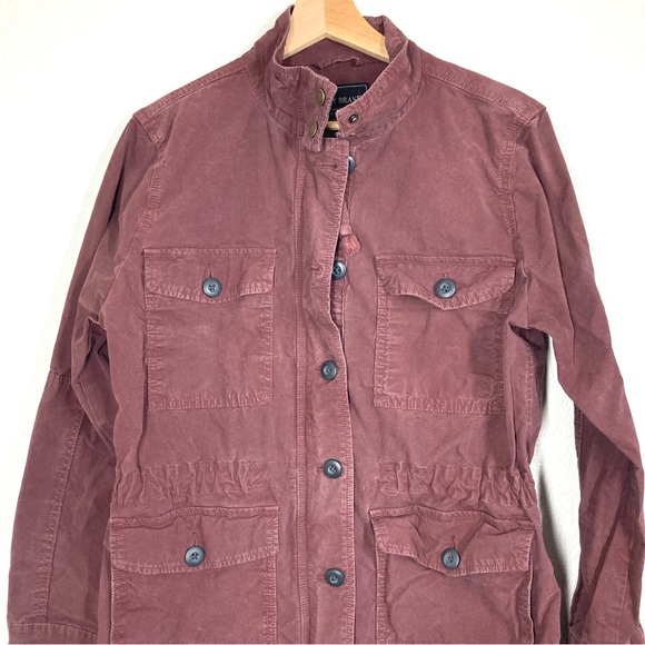 Lucky Brand Utility Cargo Jacket Womens Large Burgundy Cotton Zip And Buttons - Picture 3 of 14